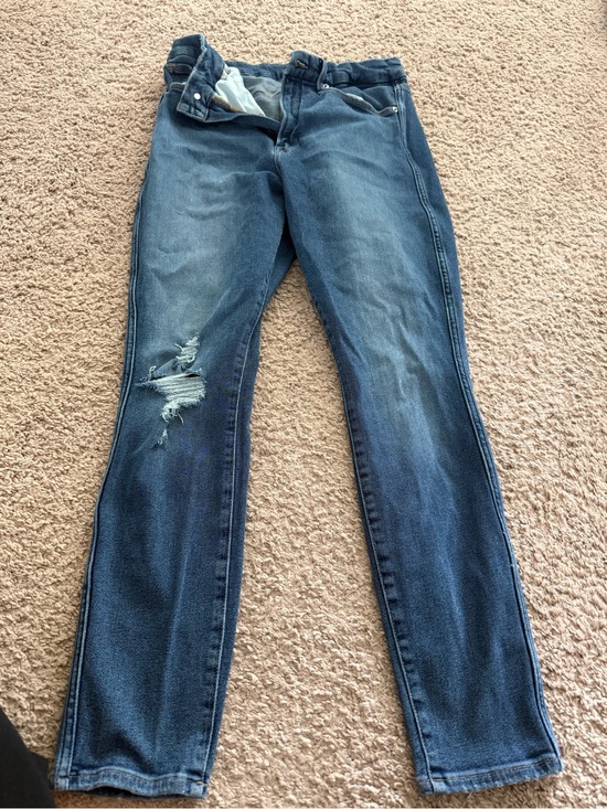 Good American Denim - Good American Blue Skinny Jeans with Knee Distress